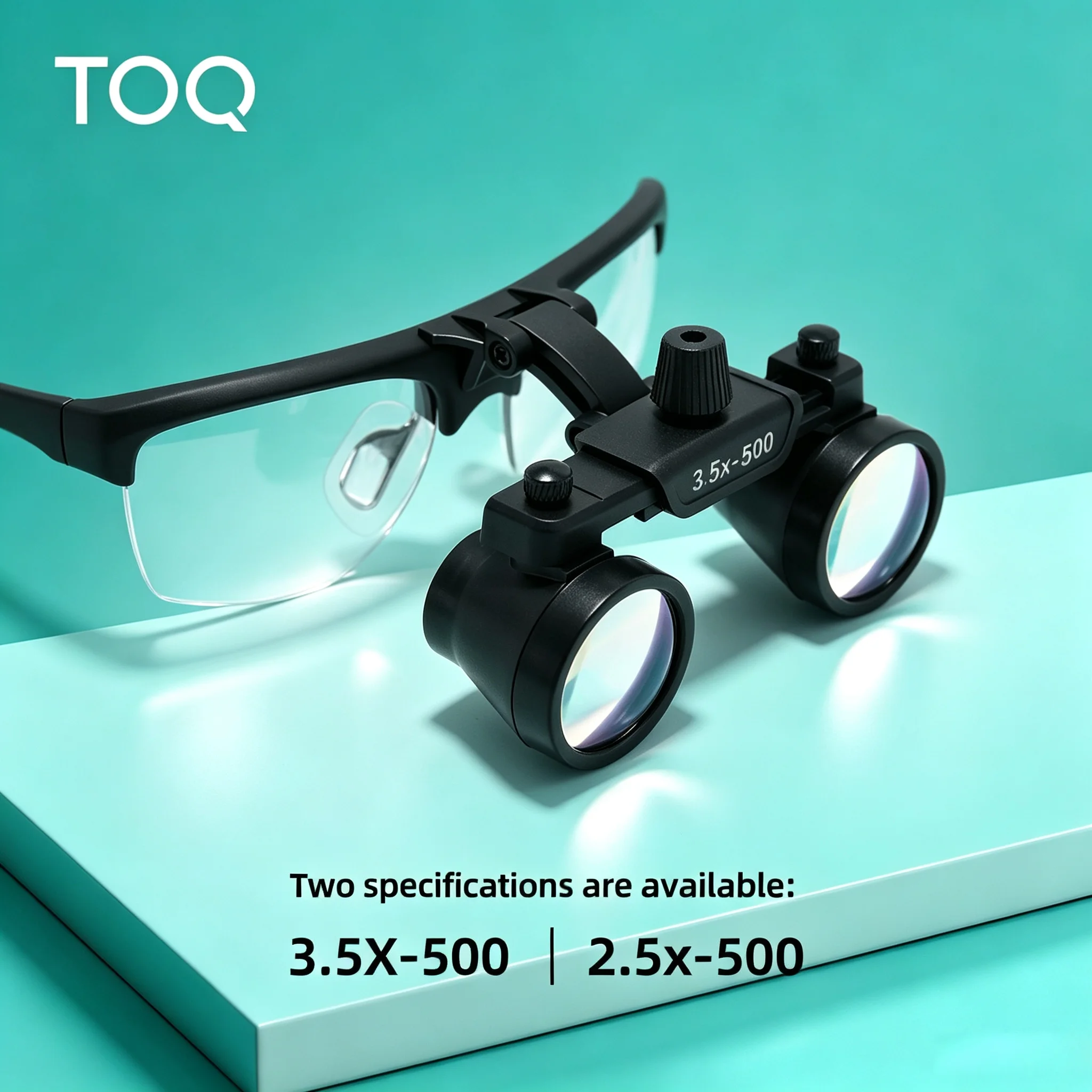 TOQ Dental Top Binocular Loupes 2.5X & 3.5X Magnification echargeable LED Surgical Headlight Kit Lightweight Magnifying Glass