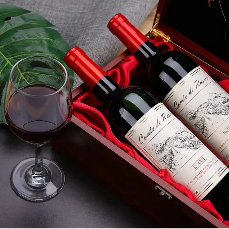 Elegant Double Red Wine Wooden Storage Boxes HighEnd Handle Design for Business Gifts Home Bottle Collection Decorative