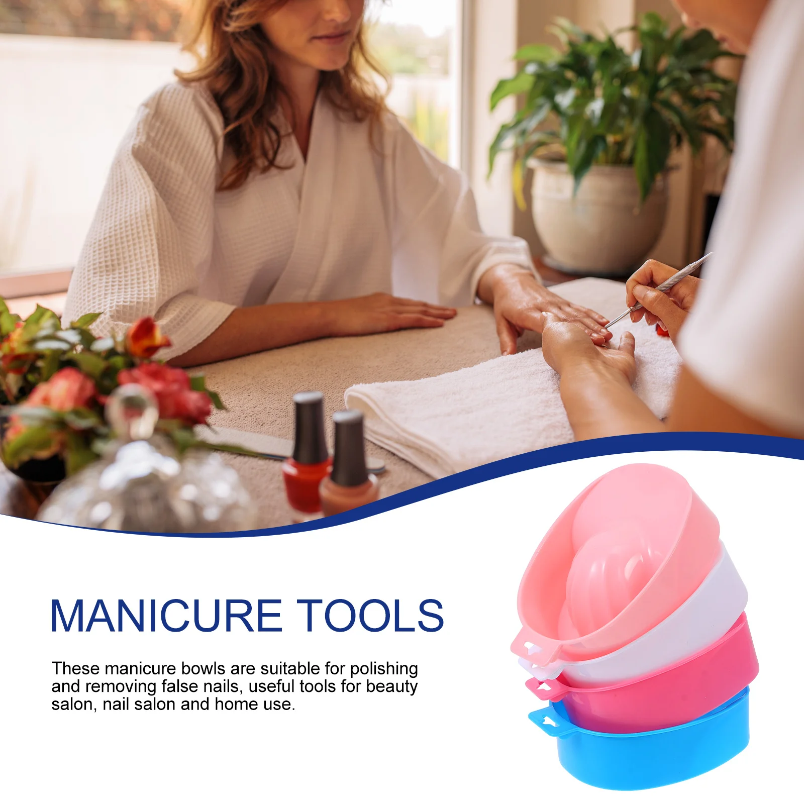 Bol de trempage pour manucure, 4 pièces, Design Durable et brillant, outils de dissolvant de vernis à ongles confortables à la main
