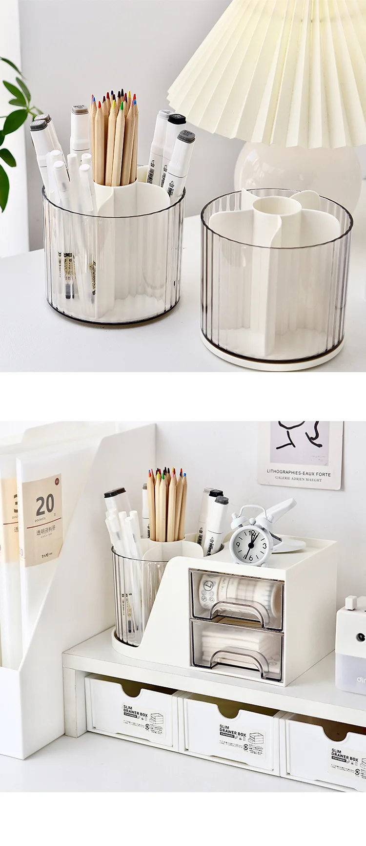 Large makeup brush storage holder with rotating design