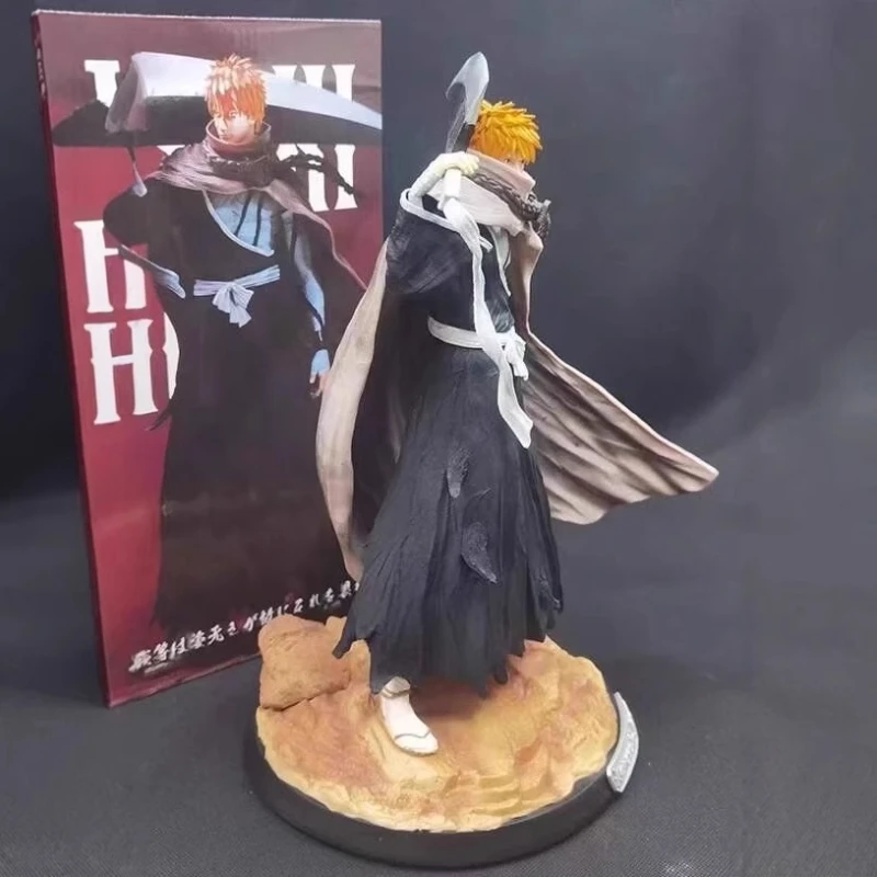 بليتش 33 سنتيمتر Kurosaki Ichigo عمل أرقام GK عدة حمل السيف نموذج يرتدي عباءة النحت أنيمي لعبة سطح المكتب هدية مزخرفة #3