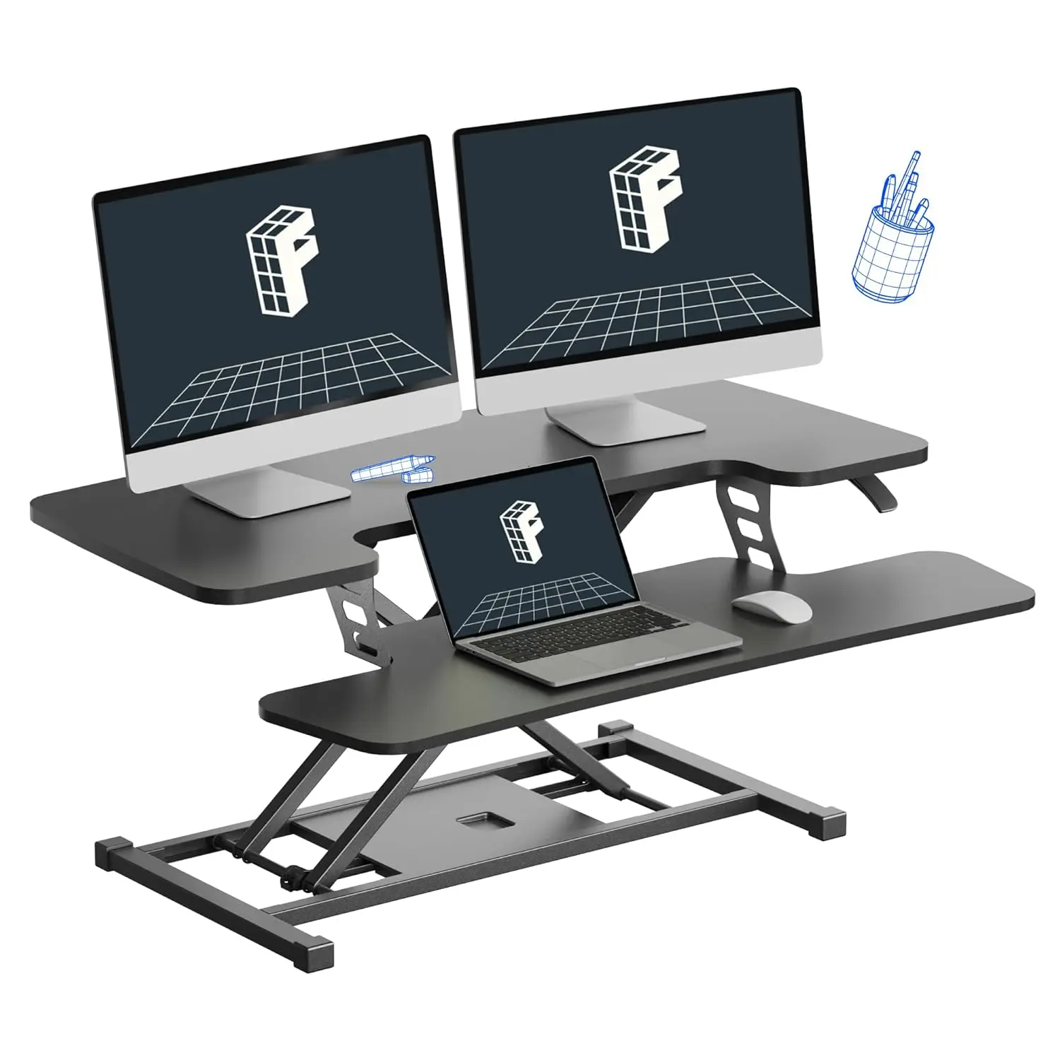 36-inch Standing Desk Converter Height Adjustable Sit to Stand Up Workstation, Dual Monitor and Laptop Riser with, Customized