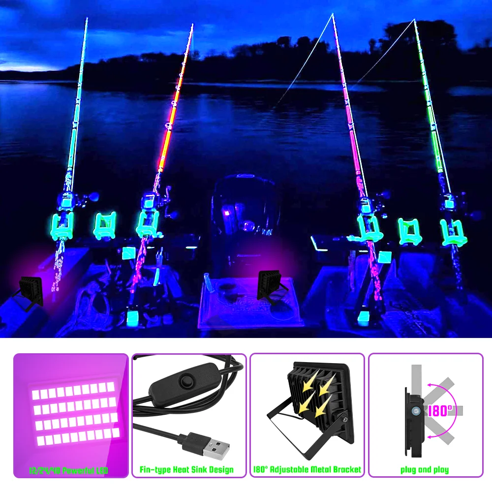 LED UV Black Light 10W/20W/30W Flood Light 385 nm, UV Spotlight with Switch for Holiday Party, DJ, Stage Lighting, Halloween