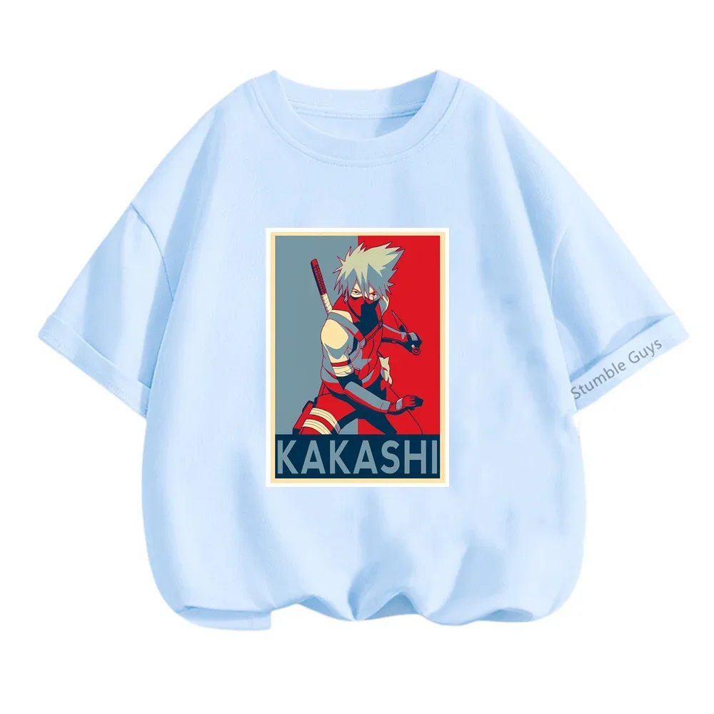 3-14 Years Boys Narutoes Cartoon Casual Summer Dragonball Short-sleeved T-shirt Kakashi Tshirt Kids Teen Clothes Girls Clothes