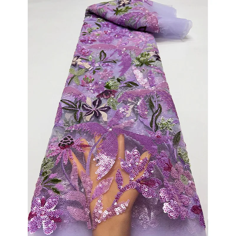 

1yard High quality Fashion pearl coconut tree sequin embroidery tela gauze fabric Dress cheongsam tissus fabric for sewing