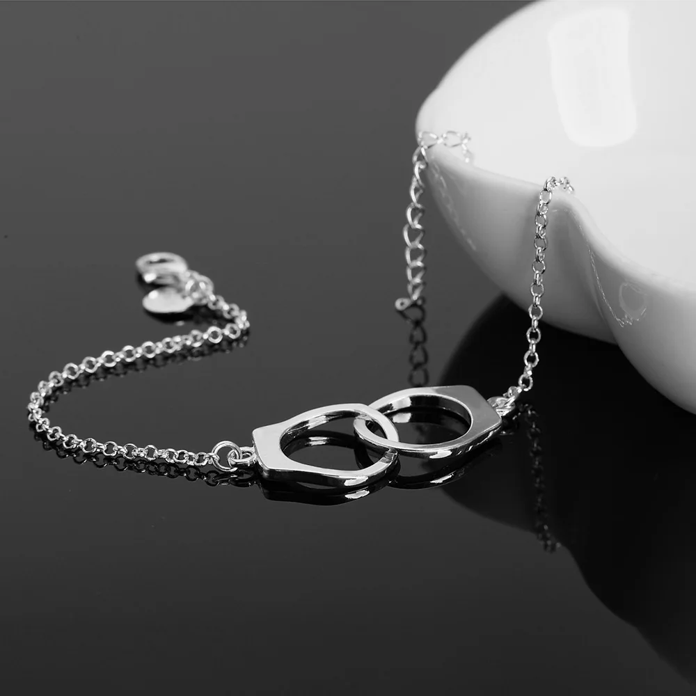 

Hot selling fashion celebrity accessories, Korean version trendy jewelry, handcuff shape for girls, silver bracelet for girls