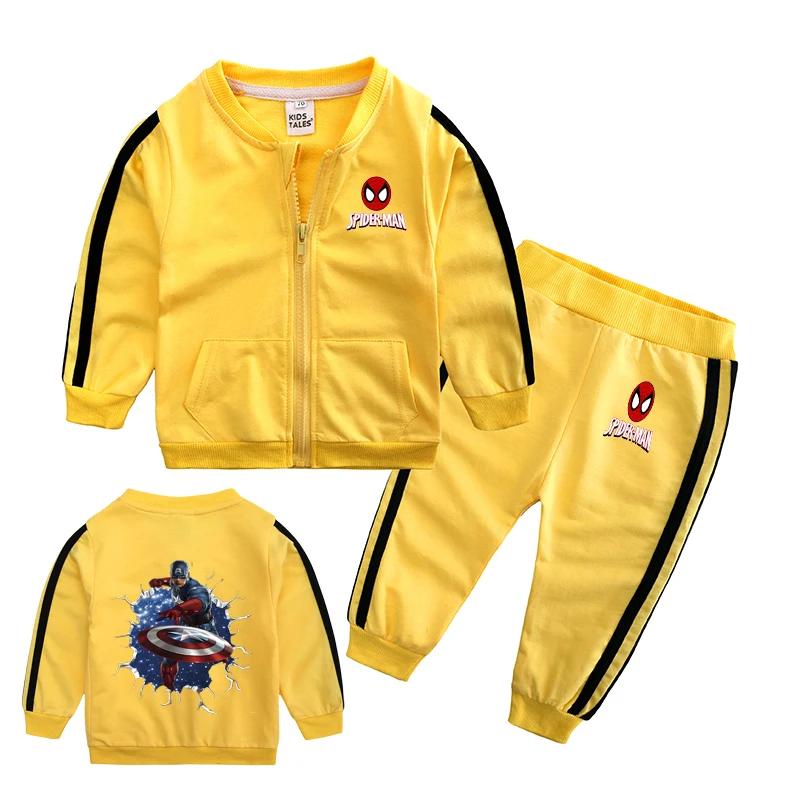 

Комплект из толстовки и брюк для мальчиков с изображением Человека-паука, комплект из двух предметов с длинными рукавами и круглым вырезом, весенне-осенняя детская одежда, наряд