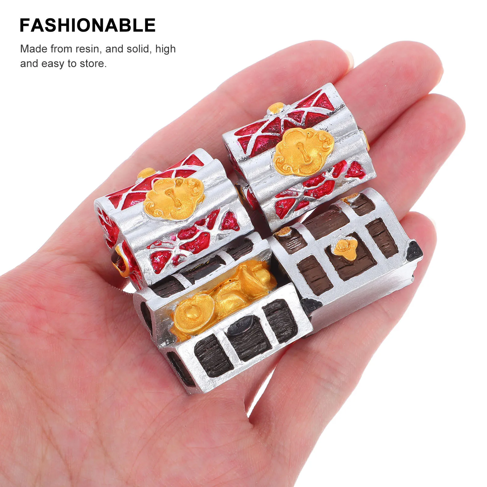 

4Pcs Miniature Treasure Box Resin Gold Chest Decoration for Aquarium Mediterranean Sea Floor Landscape Miniature Treasure Box