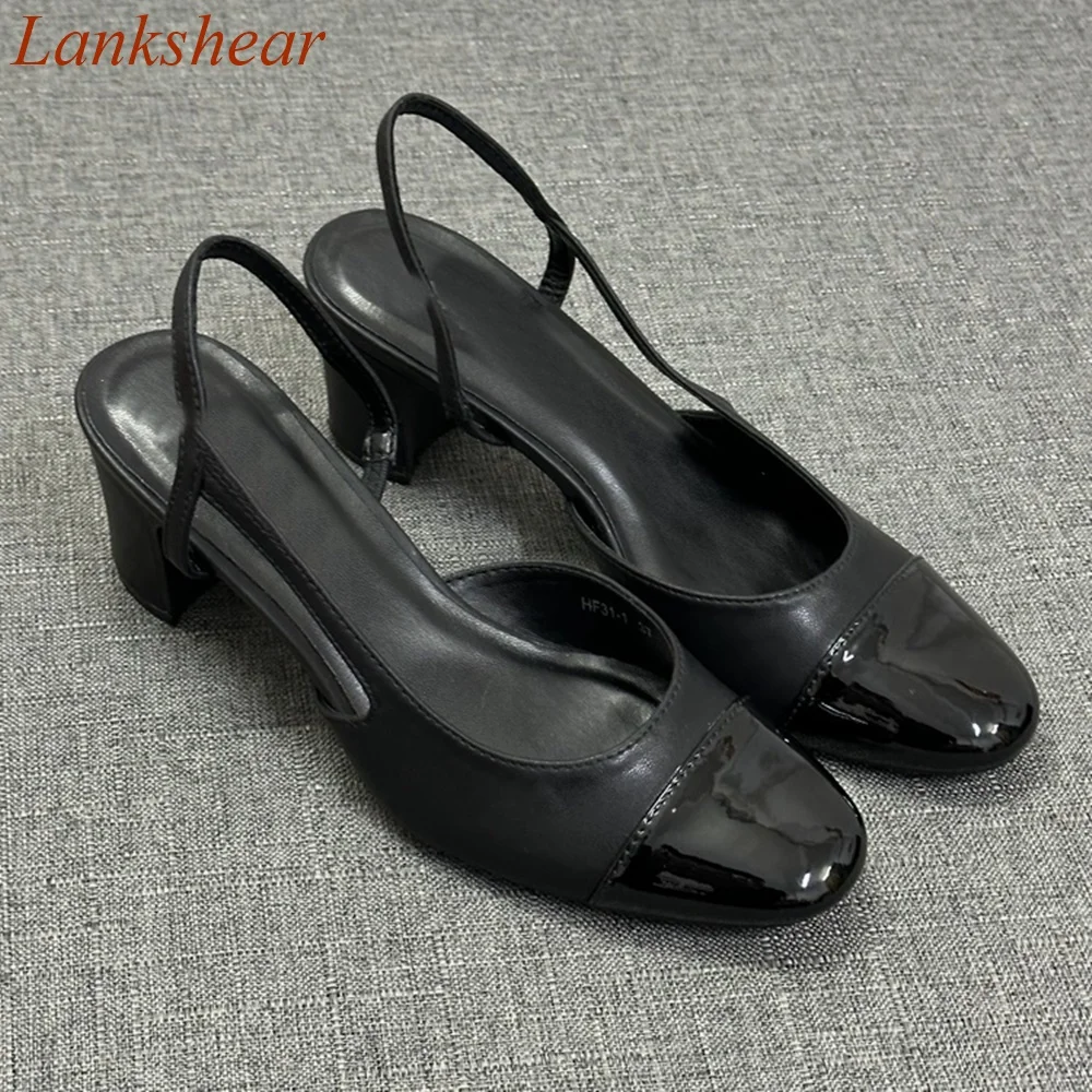 

Round Toe Square Heel Women Pumps Solid Shallow Fashion Slingback Slip On Niche Design Spring Women Shoes 2024 New Arrivals