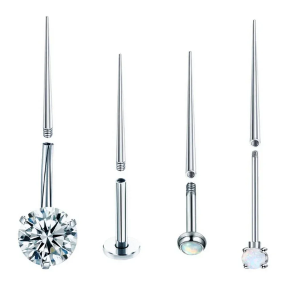 2PCS Internal & External Thread Steel Body Piercing Kit 14G (1.6mm) & 16G (1.2mm) Eyebrow Lip Ear Tongue Needle Tool