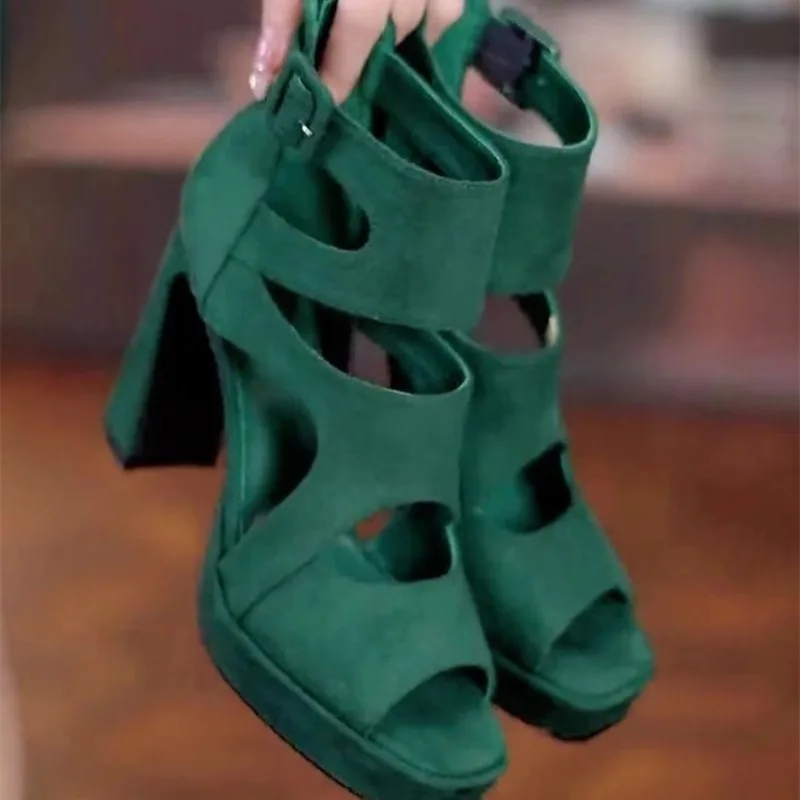 2026Summer New Versatile Fashion Open Toe High Heel Sandals Women's Cutout Zip Platform Fish Mouth Shoes
