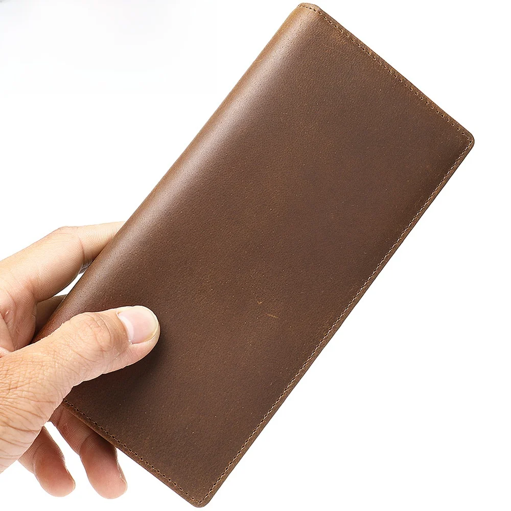 

Мужской кошелек из натуральной кожи, длинный кошелек в стиле ретро, цветной кошелек для монет, мужская сумка через плечо, кожаные изделия