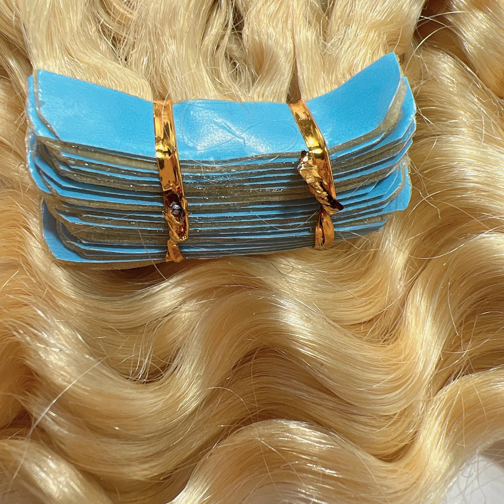 

NNHAIR 22Inches 100% Human Hair Extensions Tape in Remy Hair Curly Hair For Women 20PCS 60G