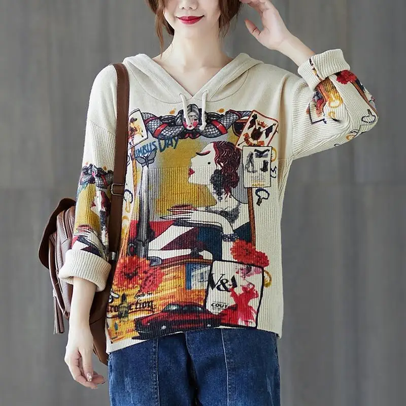 Manga Brown Woman Clothing With Orint On Off White Women's Sweatshirt Anime Kpop New In Harajuku Fashion Top Offer Stylish