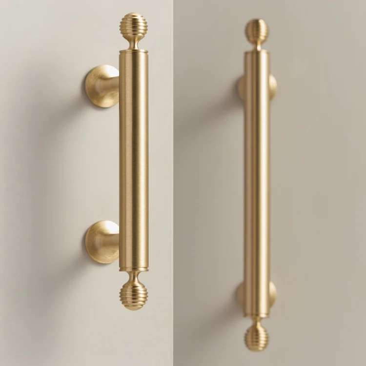 Beicai French Luxury Solid Brass Kitchen Cabinet Furniture Drawer Cabinet Door Handle Round Knobs T-bar Wardrobe Pull