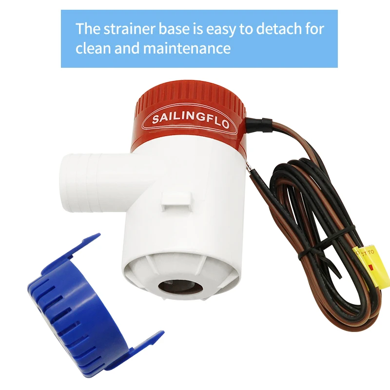 12V Non-Auto 1100GPH Intermittent Duty Bilge Pump with Anti-Airlock Protection for Marine Yacht