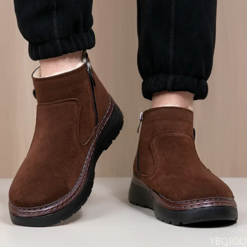 

Winter new high top thick snow boots simple comfortable thick sole increased height warm fashionable wear-resistant men's shoes