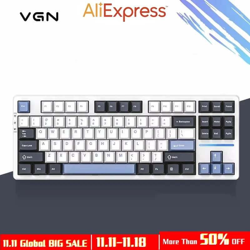 

Vgn V87 3 Model Custom Mechanical Keyboard Gasket Structure Full Key Hot-Swapable Rgb Power Silver Axis Gaming Keyboard