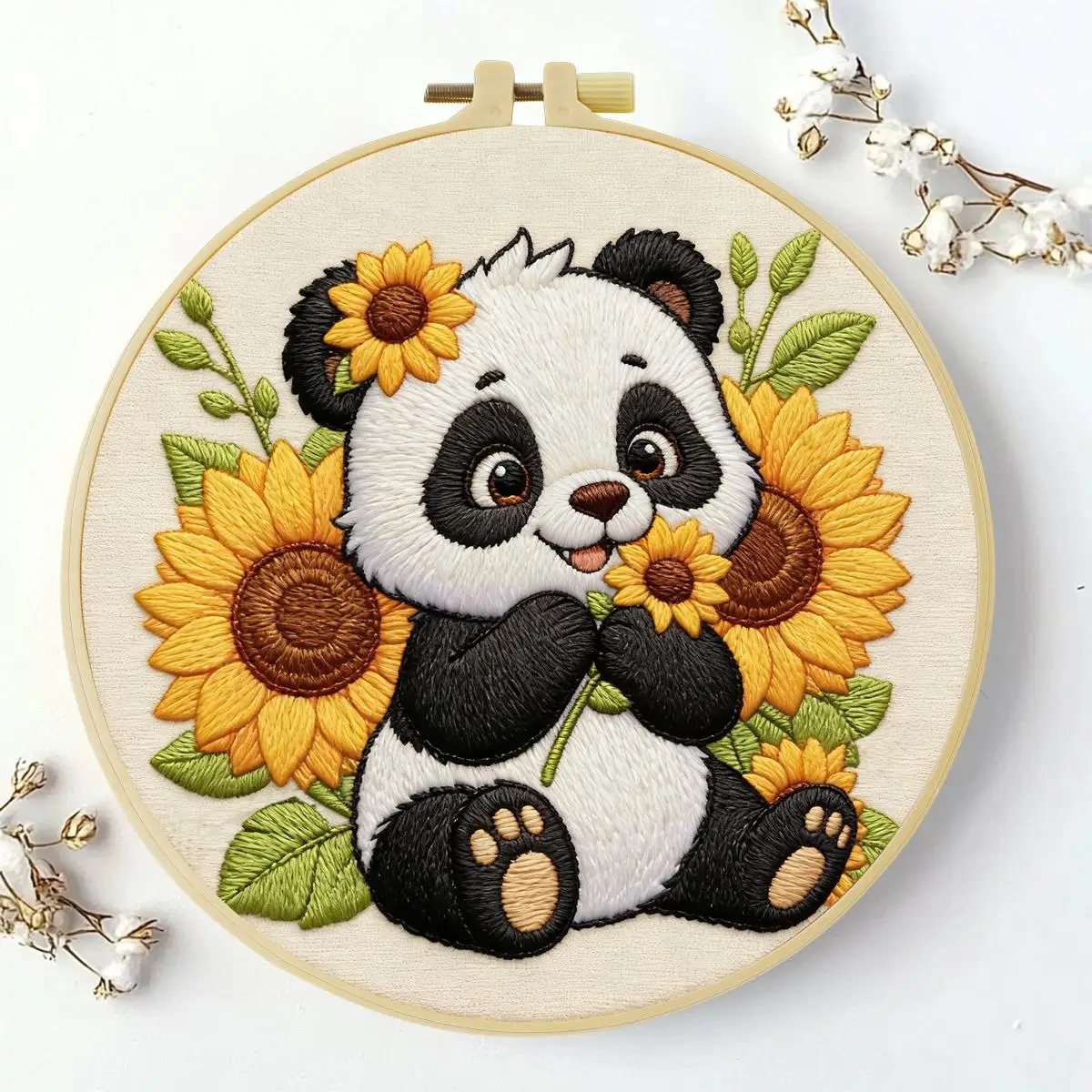 1 Stück 20X20CM/15X15CM 7,87/6,3 Zoll Panda-Stickerei-Starter-Kit DIY-Kit DIY-Stickerei-Set Handarbeiten Nadelkunst – Detail 2