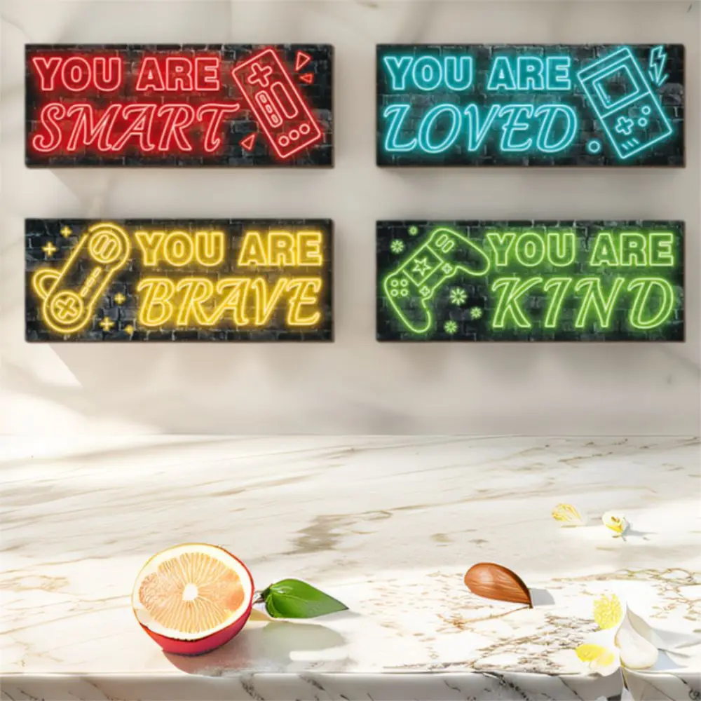 

Creative Cartoon Neon Light Game Sign American Funny Game Console Wall Ornament E-sports Wooden Hanging Board Home Bedroom