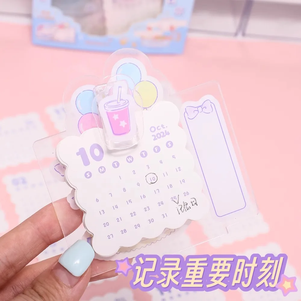 Sanrio calendário 2025 ornamentos de mesa acrílico kawaii kuromi minha melodia cinnamoroll novos notas de check-in placa de mensagem mensal presente