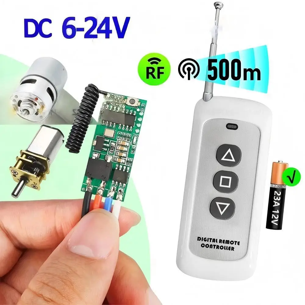 DC 6V, 12V, 18V, 24V Small Relay Module, Frequency 433MHz, Transmitter 500M, Motor Forward/Reverse Stop Function / DIY