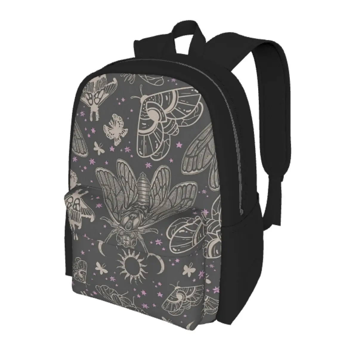

Esoteric Cicada And Moth Witchy Celestial Sun Moon Student Backpack School Bag Hiking Travel Daypack Bookbag Shoulder Bags