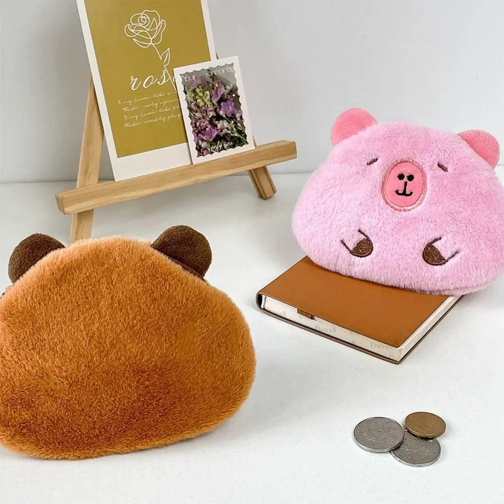 Lovely Cartoon Capybara Coin Purse Soft Plush Stuffed Plush Doll Keychain Toys Small Wallet Guinea Pig Bag Pendant Birthday Gift