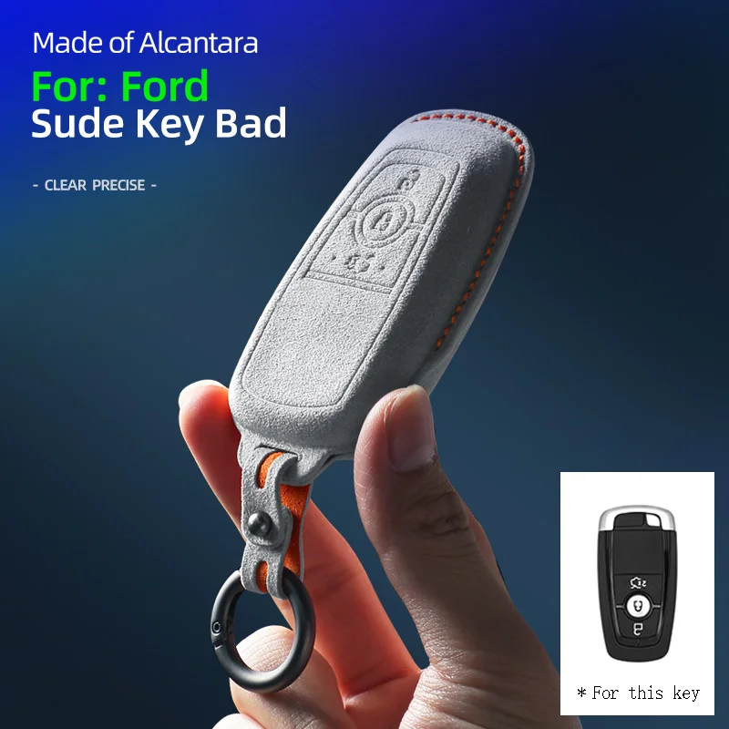 Suede Car Key Cover Case for Ford Maverick Focus Edge Explorer Everest Fusion Mondeo Mustang Raptor Bronco Ranger KA Fiesta Kuga