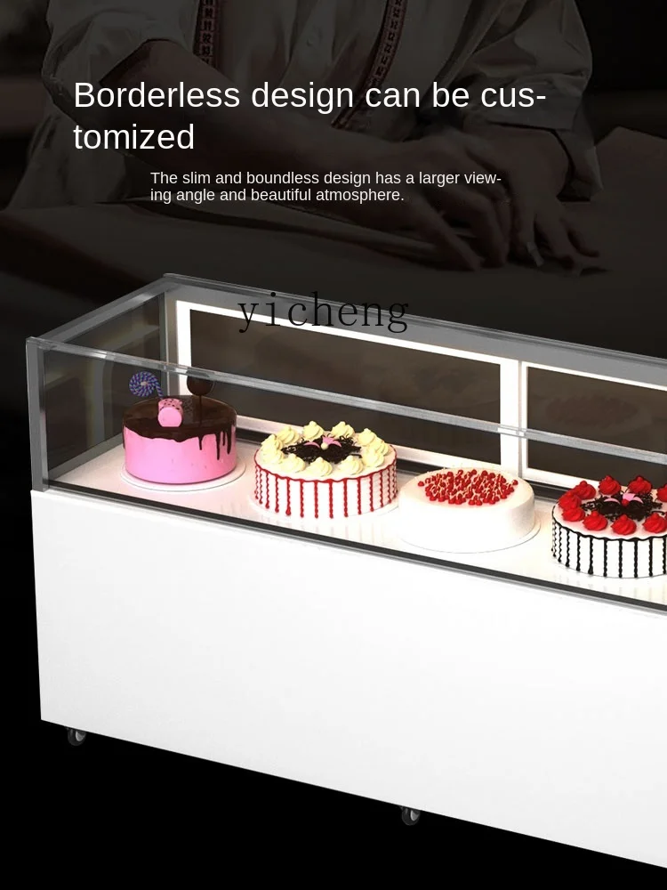 Tqh Frameless Bolo Counter, refrigerado a ar Sobremesa Bolo Showcase, comercial Vertical Display Cabinet