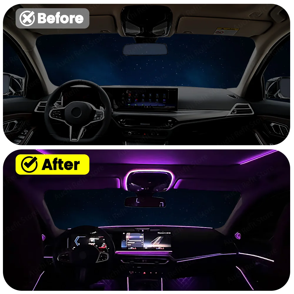 Auchkj 11 ألوان القراءة ضوء الضوء المحيط لسيارات BMW 2 3 4 5 6GT 7 8 سلسلة G20 G30 G05 G06 G07 G01 G60 G70 الإضاءة الداخلية