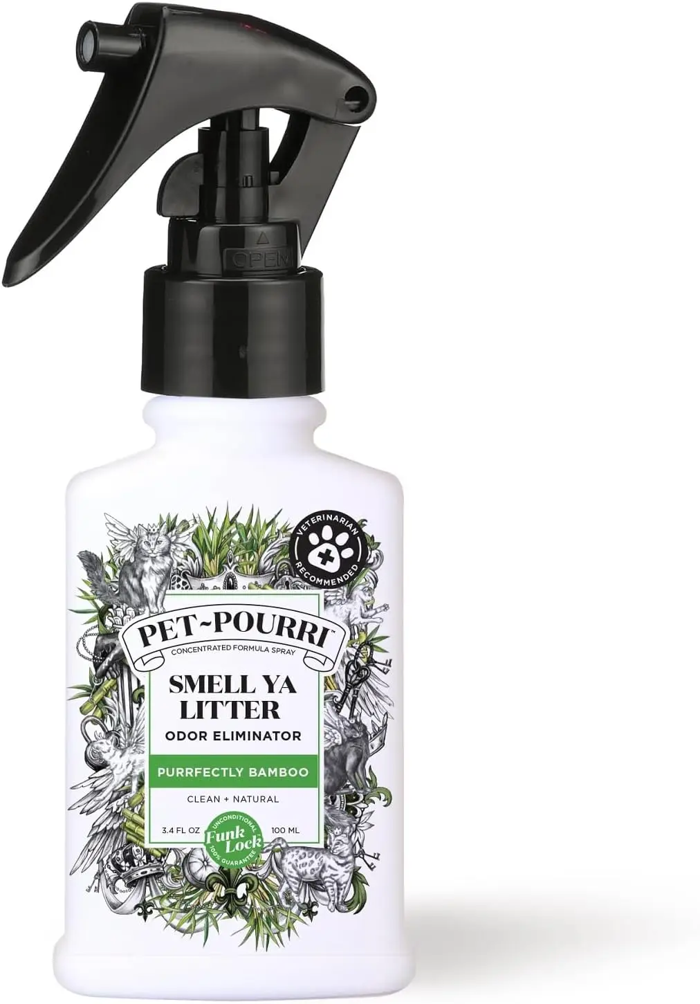 

Pet-Pourri Smell Ya Litter Cat Litter Deodorizer Spray, Purrfectly Bamboo 3.4 Fl Oz, Up to 170 Uses, Pet Odor Remover with Essential Oils for Air, Carpet, Urine, Vet Recommended, Bergamot Bamboo Scent