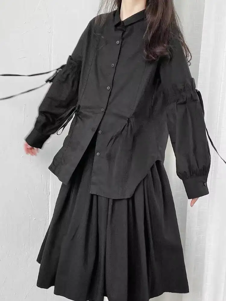 

Ladies Long Sleeve Shirt Spring And Autumn New Personality Wrinkle Deconstruction Design Fashion Trend Loose Large Size Shirt