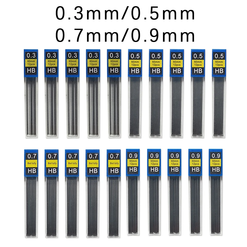 Lápiz mecánico de plomo de 0,3mm, 0,5mm, 0,7mm, 0,9mm, mm, recambios reemplazables de lápiz automático para dibujo artístico, papelería linda, 20 unids/lote