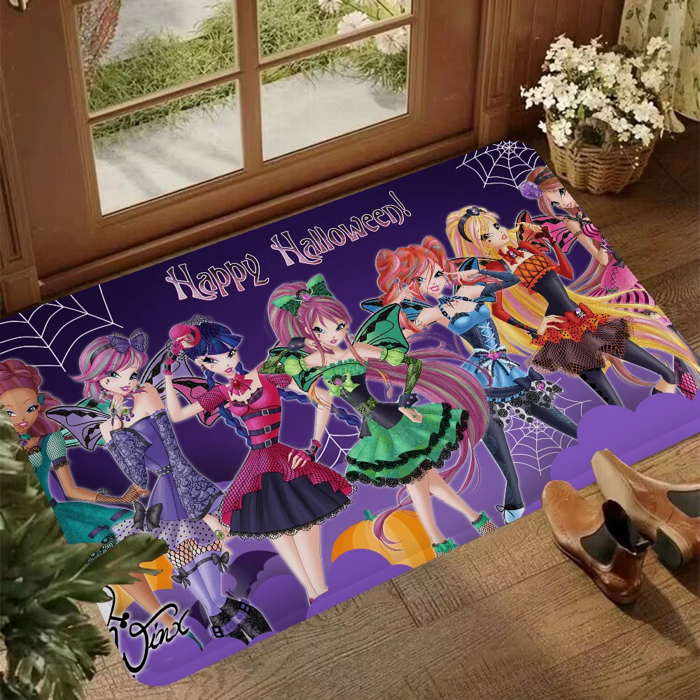 Girl W-Winx Clubs Kitchen Floor Mat Floor Mat Retro Multiple Choice Living Room Kitchen Rug Non-Slip Modern Home Decor