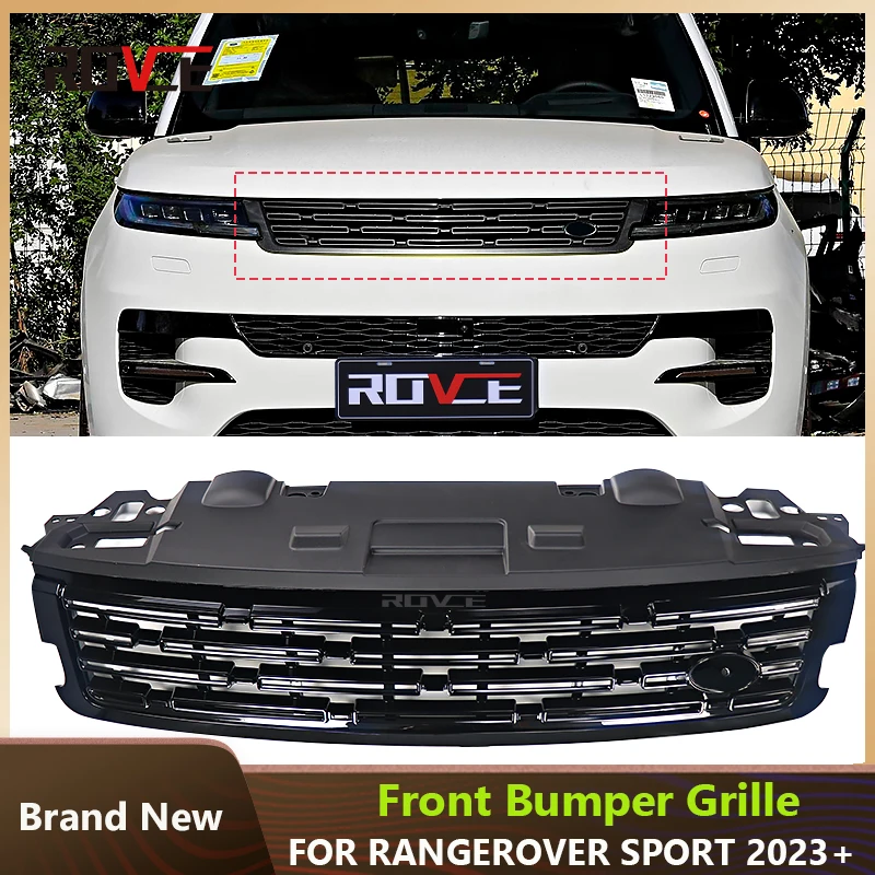 

ROVCE Car Front Bumper Grille Upper Racing Grills For Land Rover Range Rover Sport 2023 2024 2025 Central Mesh Grid Accessories