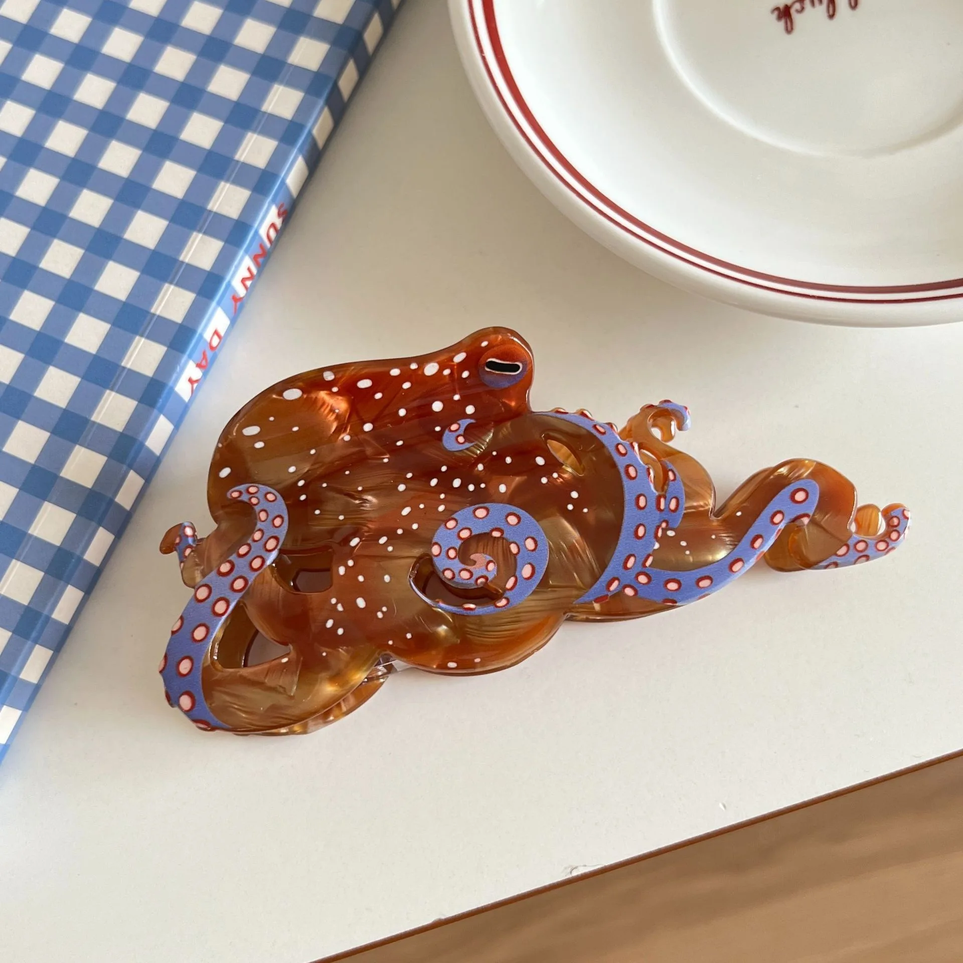 1pc Creative Design Grab Clip Fun Marine Animal Hair Clip Personalized Woven Hair Grab New Octopus Shark Clip image 3