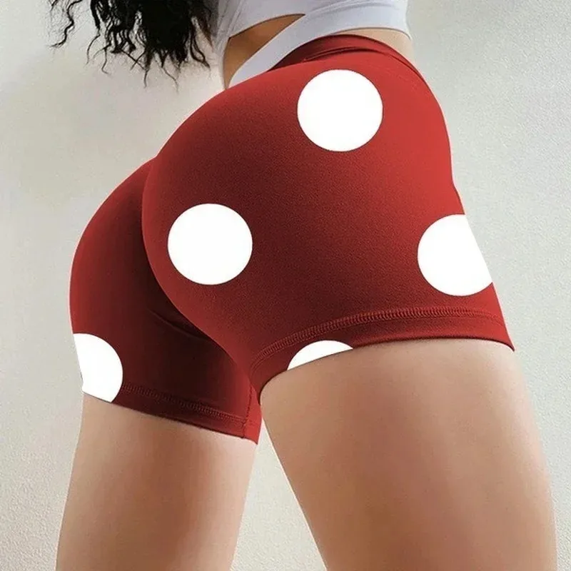 2024 moda sexy sottile a vita alta a pois corti pantaloncini estivi da donna pantaloncini slim traspiranti per le donne palestra fitness nuovo