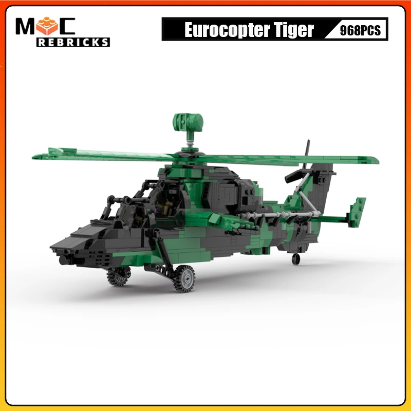 High-tech European Support Helicopter Tiger UHT Model Building Blocks MOC Technology Bricks Classic Children's Collection Toys