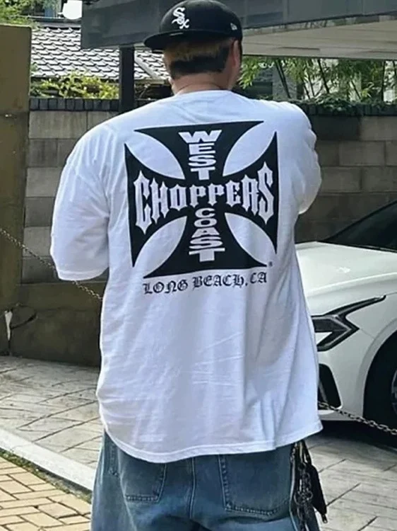

Винтажная футболка West Coast Choppers American High Street Loose ort Sve ex Street Sle round Ne Youth Faion