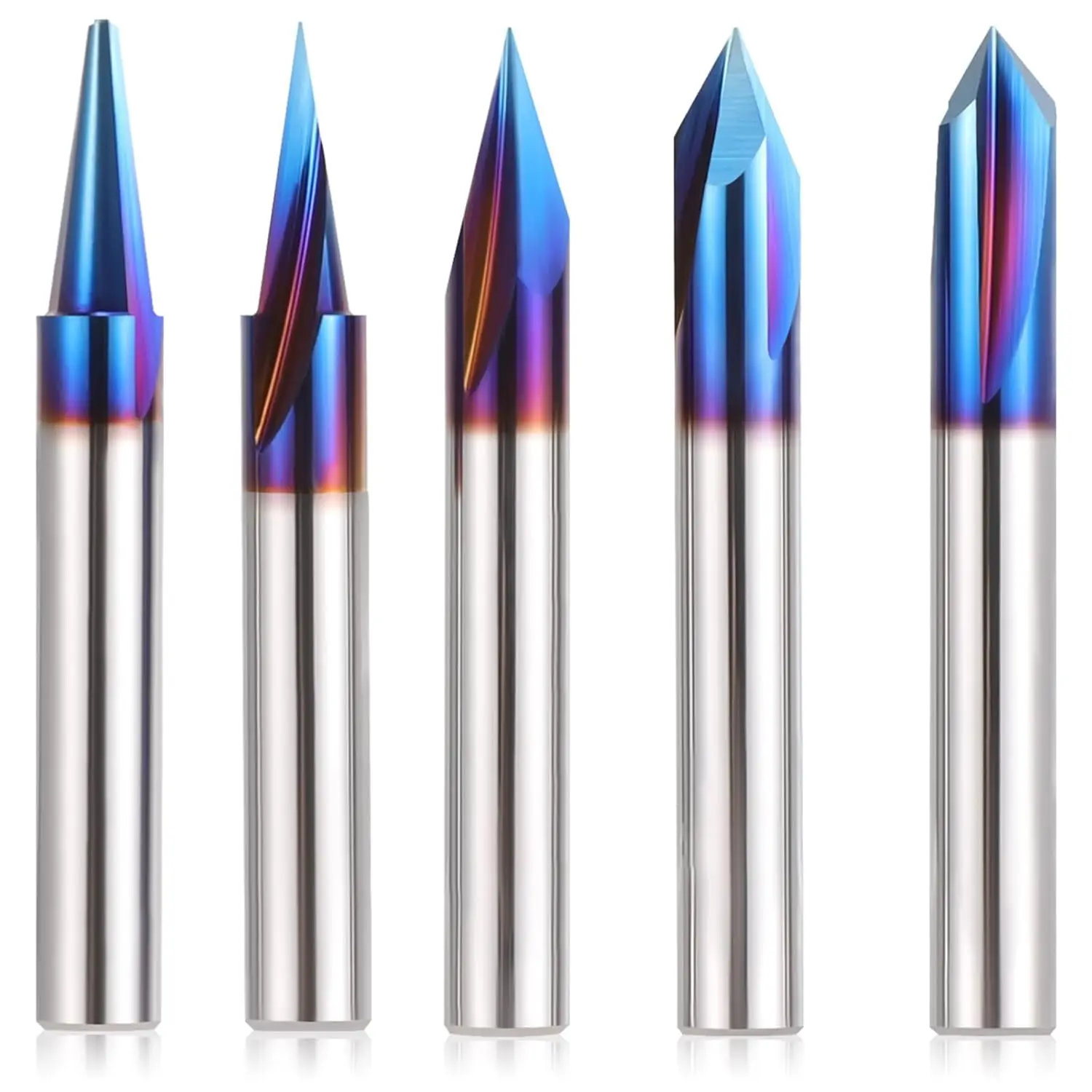 

Набор из 5 фрез для ЧПУ-станков по дереву, хвостовик 1/4 дюйма, 15 мм ° Лайнер+20 ° Профиль+30 ° +60 ° +90 ° V-образный профиль