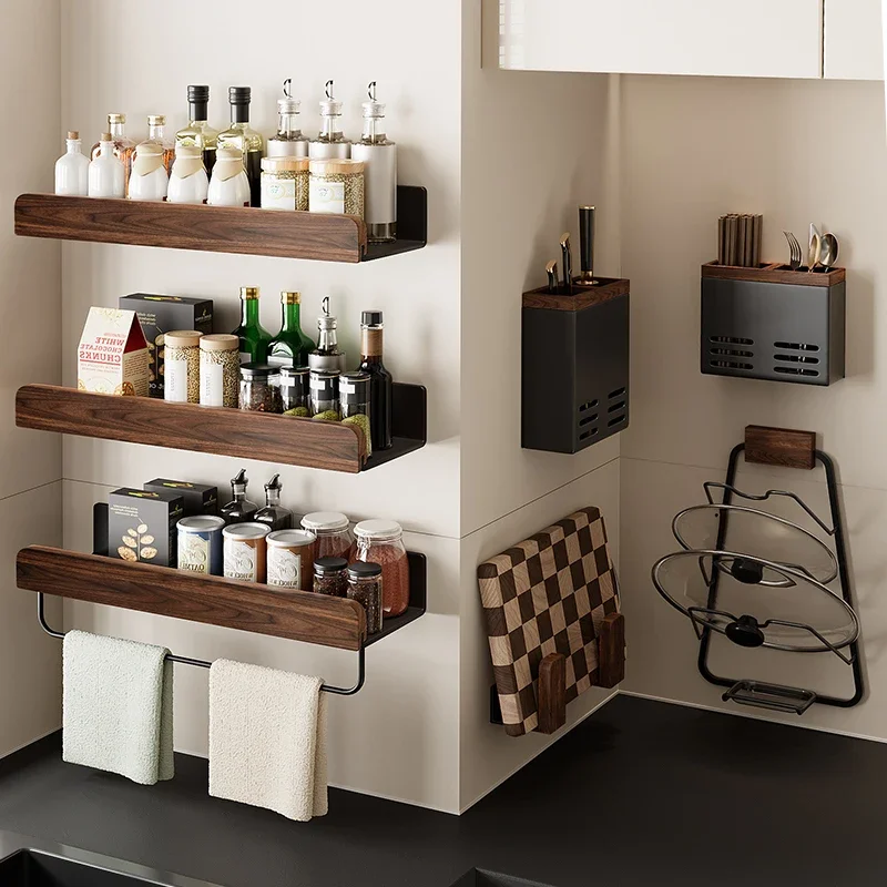 

Kitchen rack Wall-mounted knife holder Pot chopsticks spoons Cutting board Seasoning rack Multi-layer paper towel hook Storage