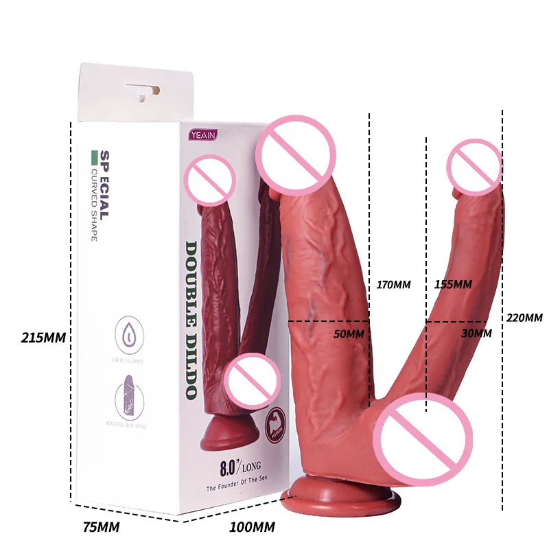 

Realistic Double Ended Dildo Sex Toy for Women or Couples Dual Sided Headed Penetration Dong Device with Simulated Penile Sucker