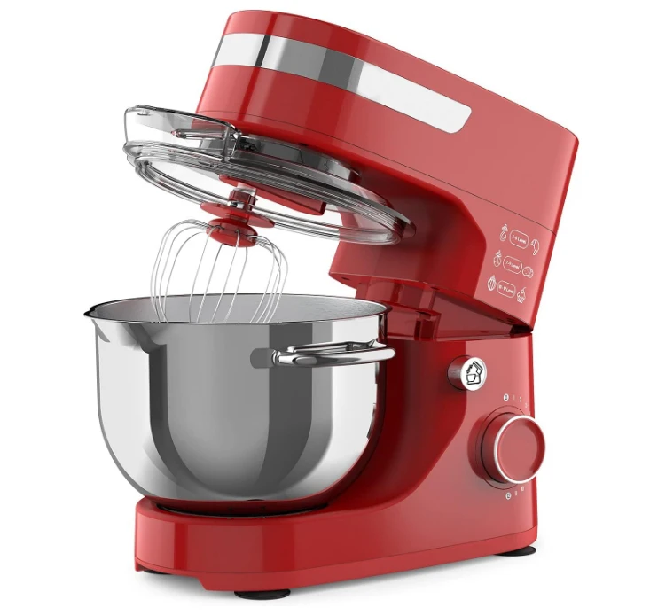 12 speed tilting kitchen mixer for baking breads, cakes, cookies, pizzas, salads, with dough hook/wire whip/dough beater