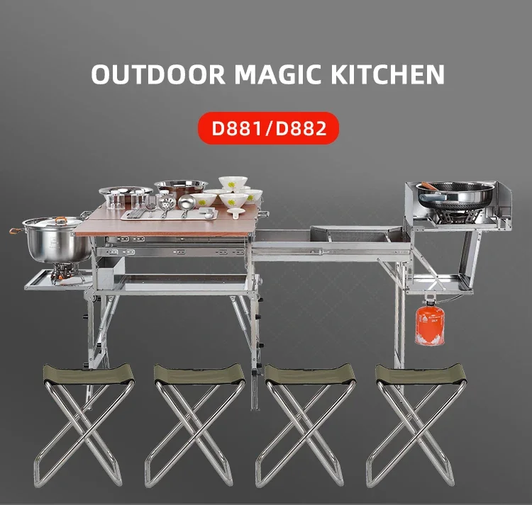 Folding Cooking Table Camping Kitchen Table  Portable Camping Kitchen box for Outdoor Bbq