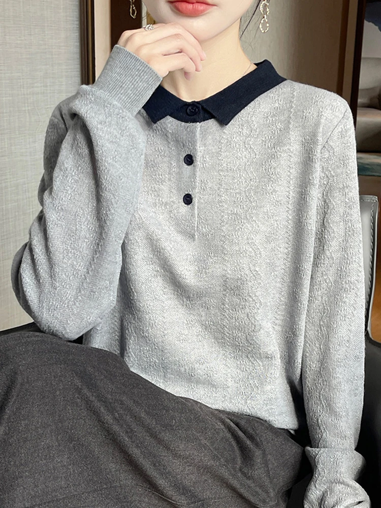 

Early Autumn Knitted Floral Embroidery Base irt Women's Faionable Inner Wear Top Large Size Autumn Winter Sweater