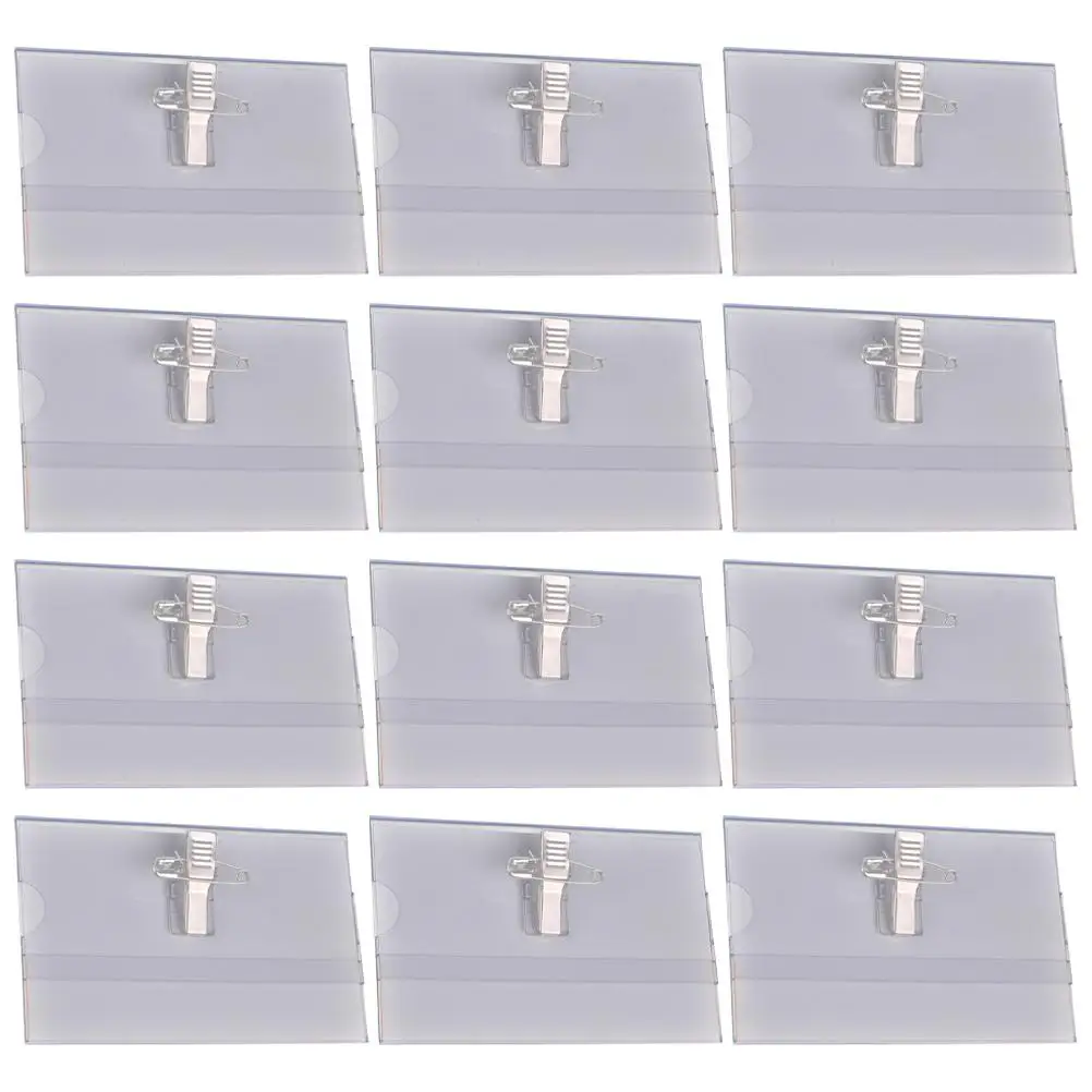 

50 Pcs Transparent PVC Name Tag Holder Badge Clip Removable ID Card Lightweight Compact Size Durability Nurses Office Workers