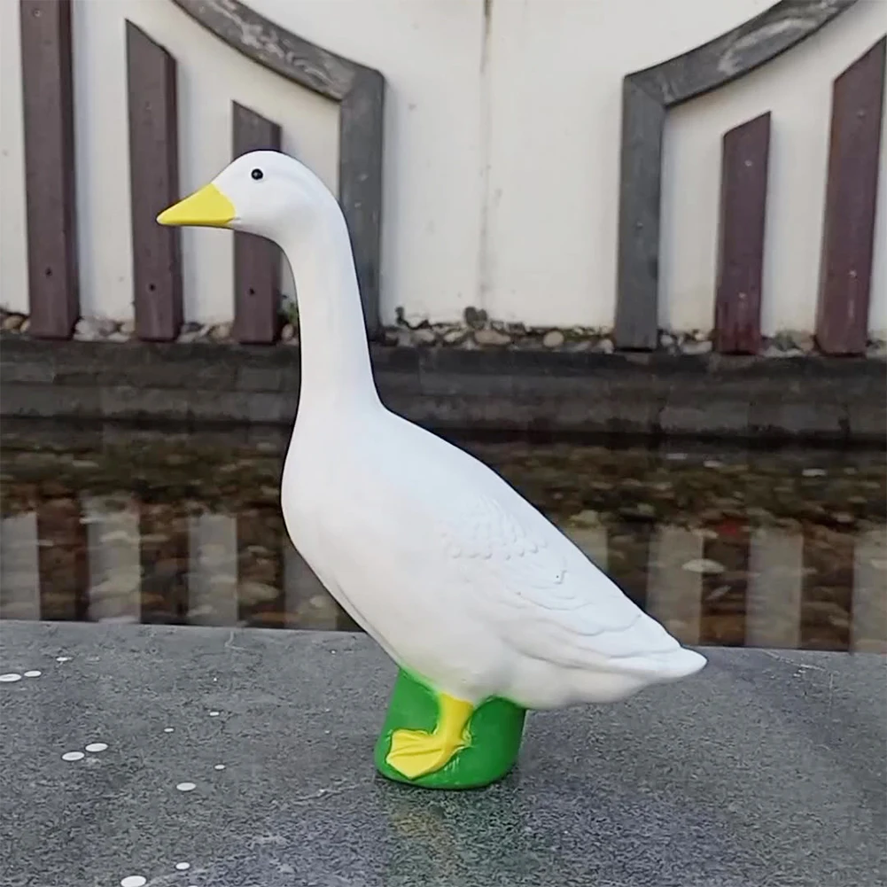 18cm Große Weiße Gänse-Statue, Simulierte Gänse-Dekoration für den Garten, Lustige Gänse-Figur für Hinterhof und Balkon – Detail 8