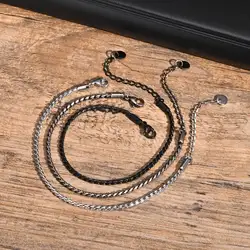 Thin Men Snake Link Chain Bracelets,Punk Twisted Stainless Steel Glossy Chain Bracelet,Classtic Adjustable Jewelry