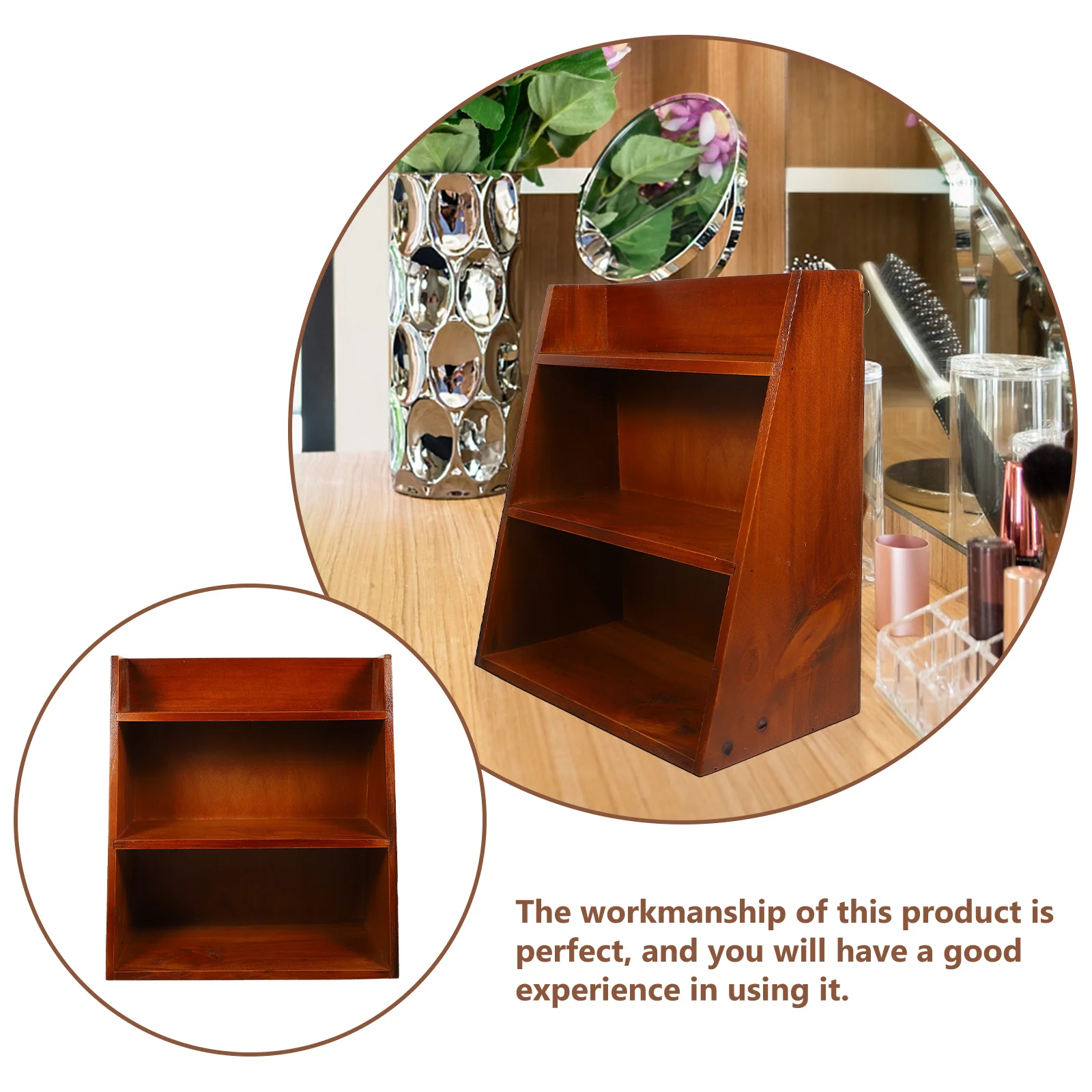 

Multi-Layer Storage Rack Wooden Organizer Smooth Surface Desktop Storage Holder for Home Office Dorm Farmhouse Classroom Decor